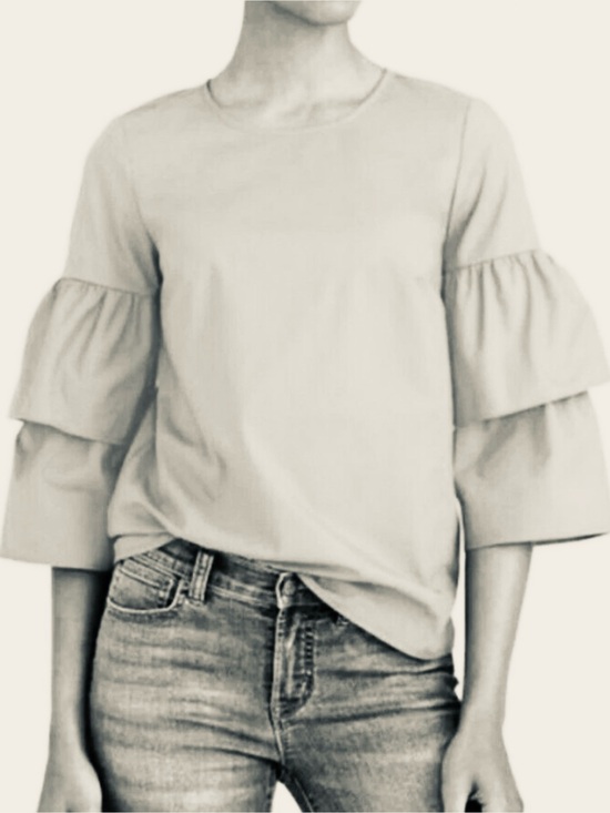 J.Crew Mercantile Tops - J.Crew Mercantile Crisp White Mid-Length Ruffle Sleeve Top